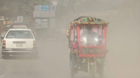 ধোঁয়াশায় ঢাকা শহরের আকাশ