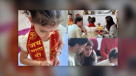 ঘরেই দুর্গাপূজার আয়োজনে প্রিয়াঙ্কা, দেশি সাজে নিক, নজর কাড়ল ছোট্ট মালতী